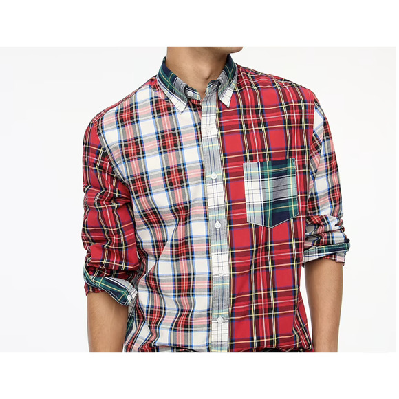J Crew Factory Slim Untucked Holiday Tartan Plaid Button-up Shirt | Mens M, NEW! - Picture 2 of 5